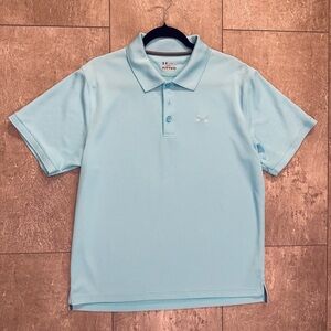 Under Armour Heat Gear Fitted Light Blue polo shirt Size Large EUC